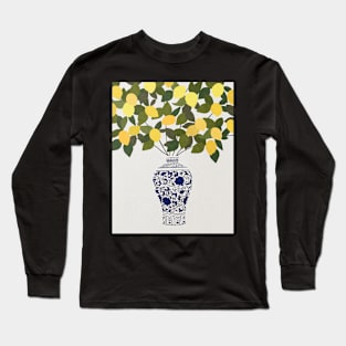 China vase, Lemons, Retro, Mid century art Long Sleeve T-Shirt